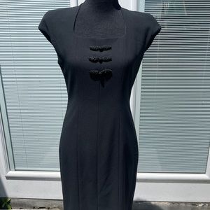 Jones New York Black Dress with Embroidery